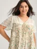 Floral Print Lace Sheer Sleeve Blouse sold by Bloomchic