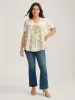 Floral Print Lace Sheer Sleeve Blouse sold by Bloomchic