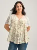 Floral Print Lace Sheer Sleeve Blouse sold by Bloomchic