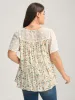 Floral Print Lace Sheer Sleeve Blouse sold by Bloomchic