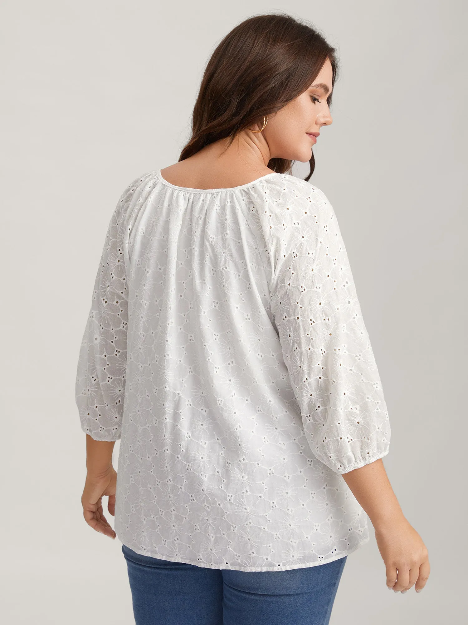 Pure Cotton Eyelet Texture Blouse sold by Bloomchic product image thumbnail 4