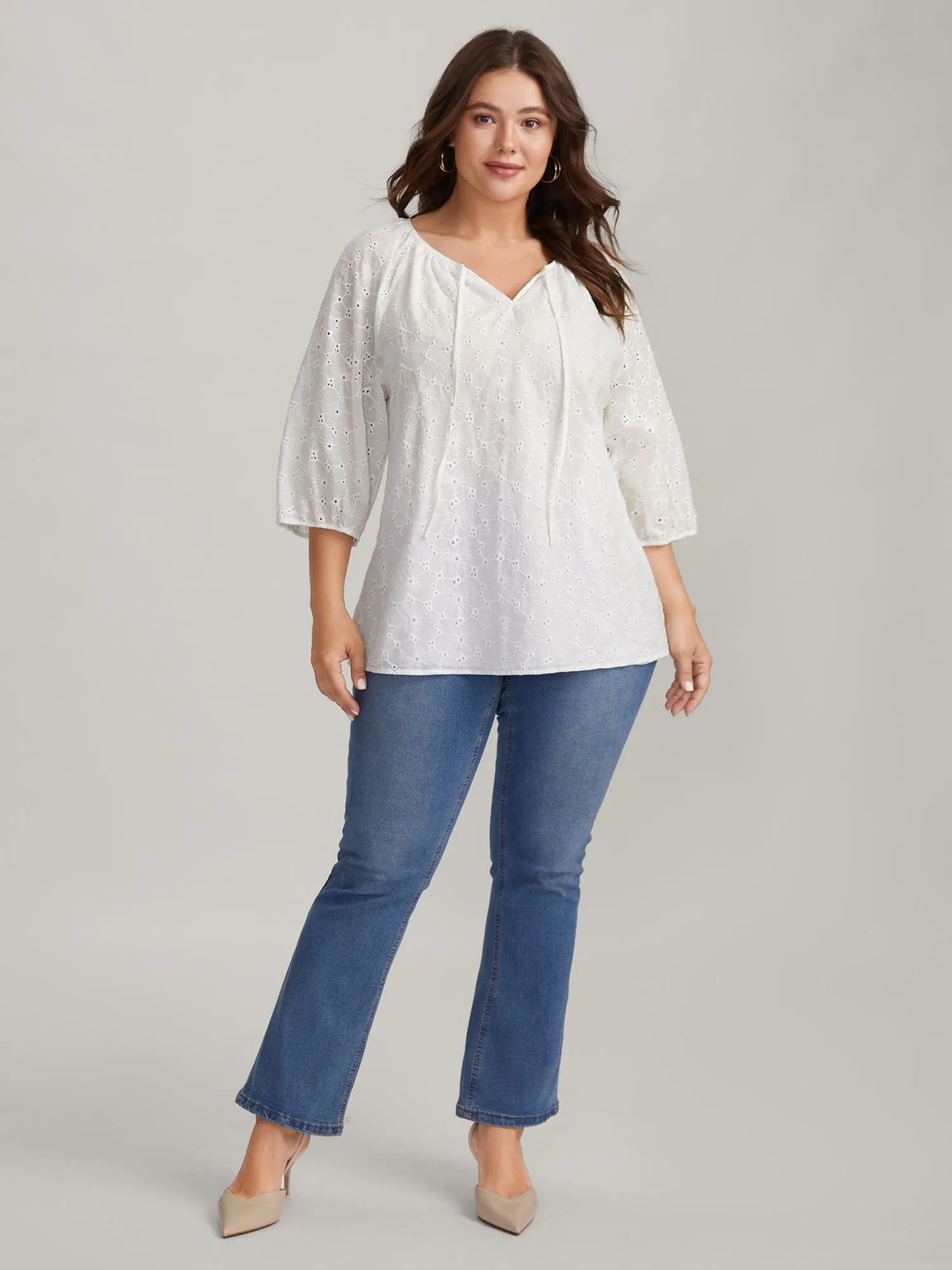 Pure Cotton Eyelet Texture Blouse sold by Bloomchic product image thumbnail 3
