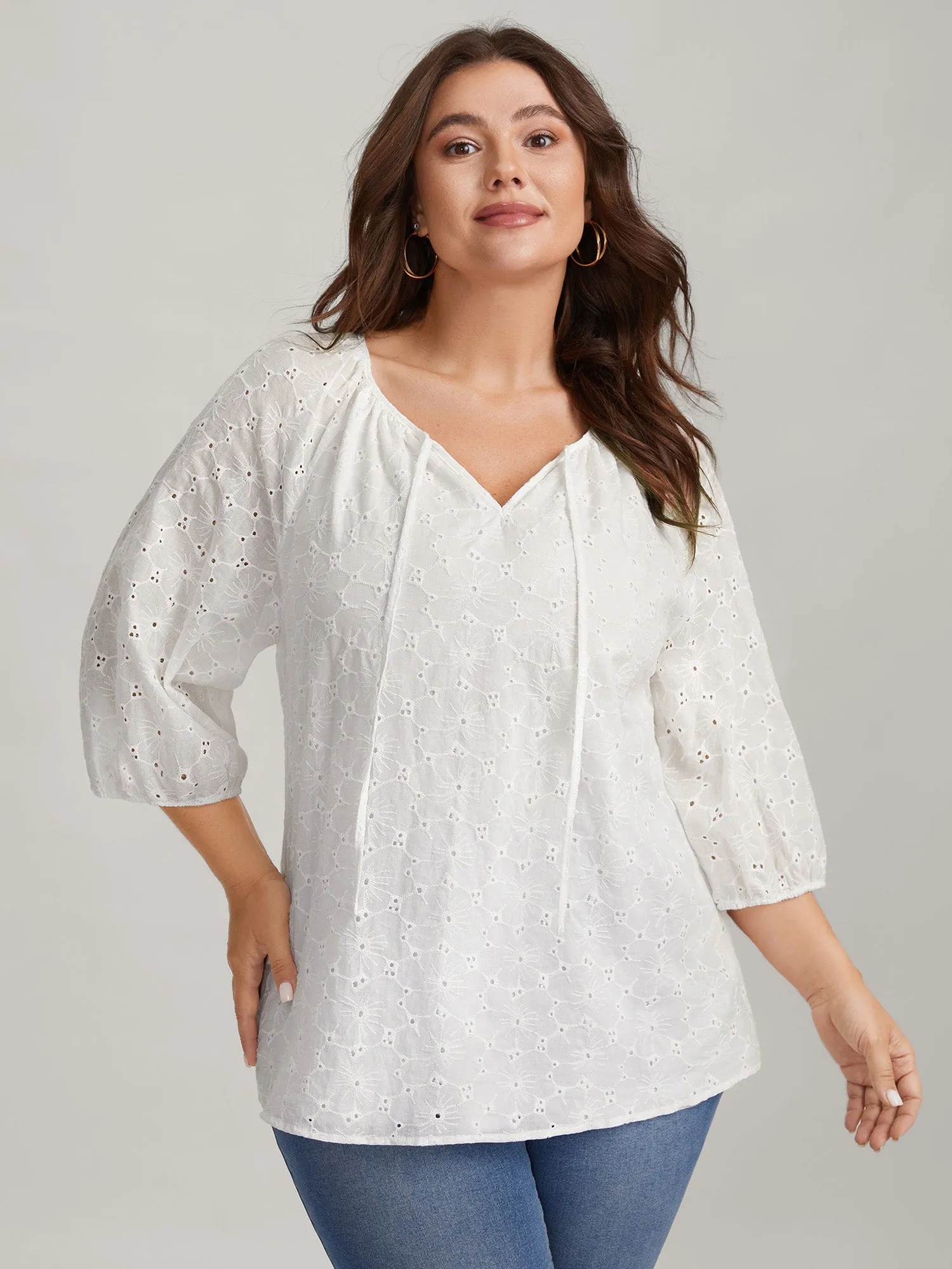 Pure Cotton Eyelet Texture Blouse sold by Bloomchic product image thumbnail 2