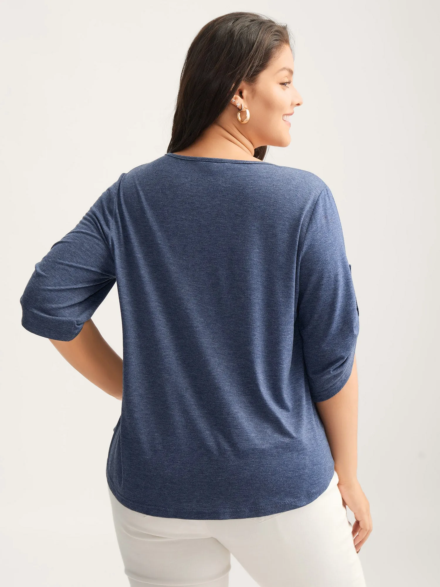 Supersoft Tab Sleeve Placket T-Shirt sold by Bloomchic product image thumbnail 5
