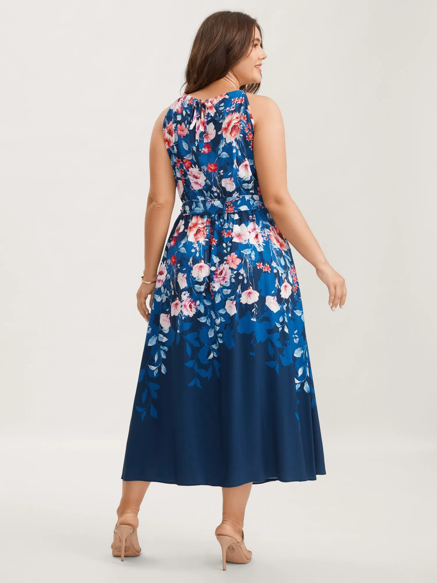 Floral Stretchy-Waist Belted Midi Dress sold by Bloomchic product image thumbnail 4