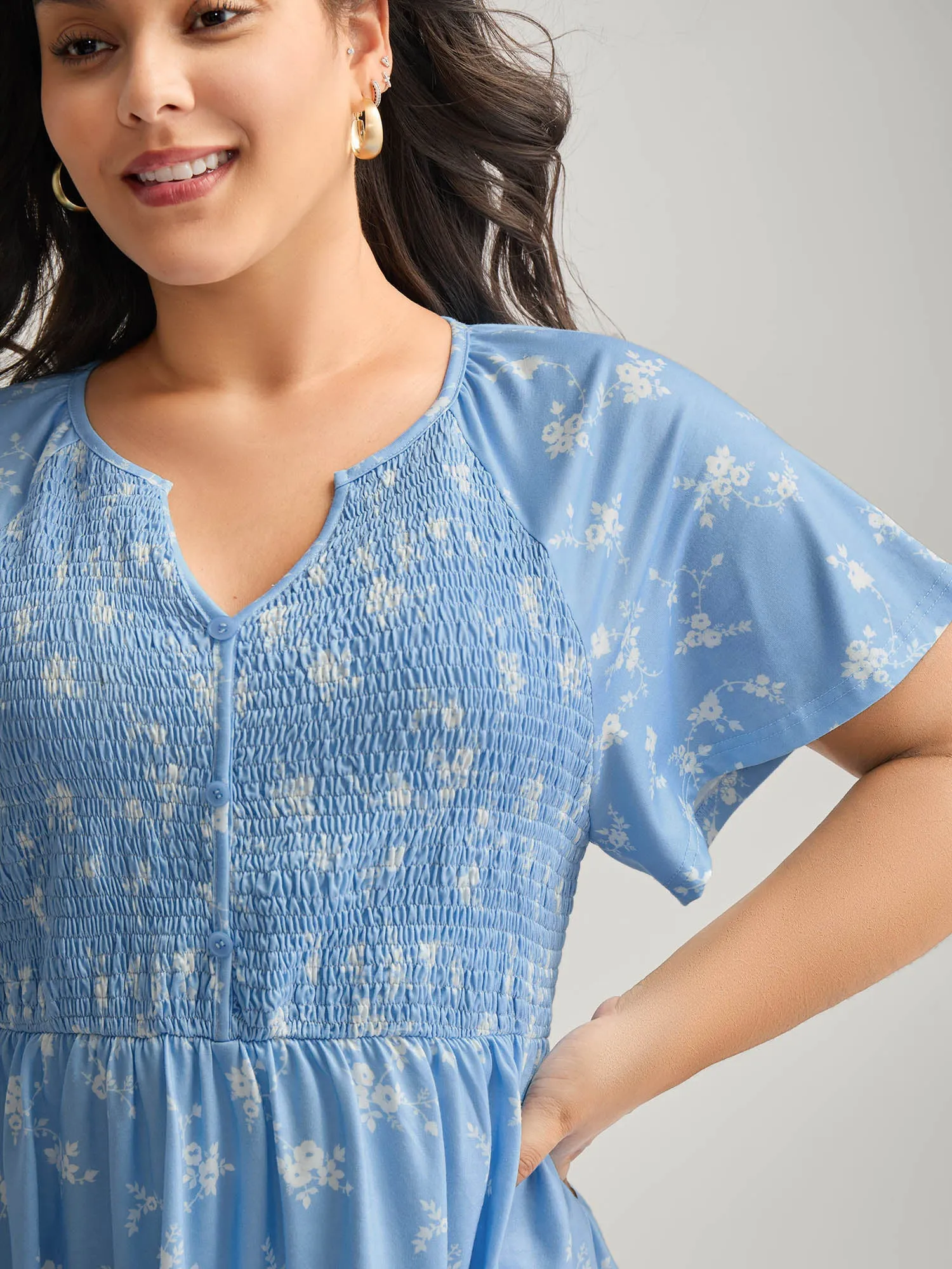 Floral Print Shirred Bodice Jersey Top sold by Bloomchic product image thumbnail 2