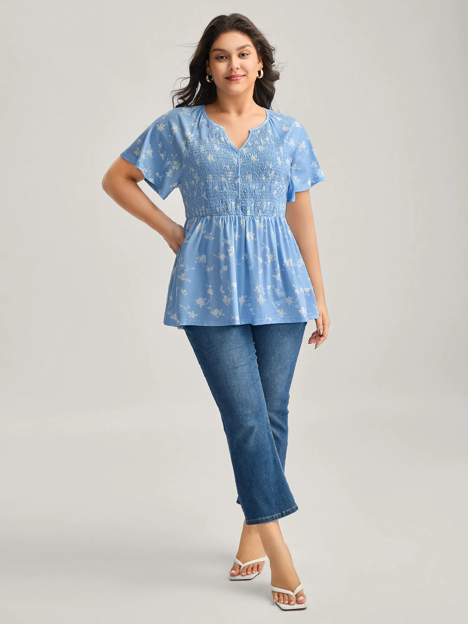 Floral Print Shirred Bodice Jersey Top sold by Bloomchic product image thumbnail 3