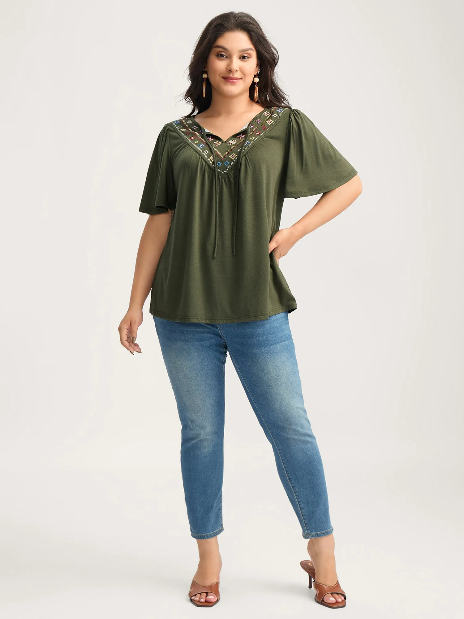 Geometric Embroidery Neck-Tie Top sold by Bloomchic product image thumbnail 3