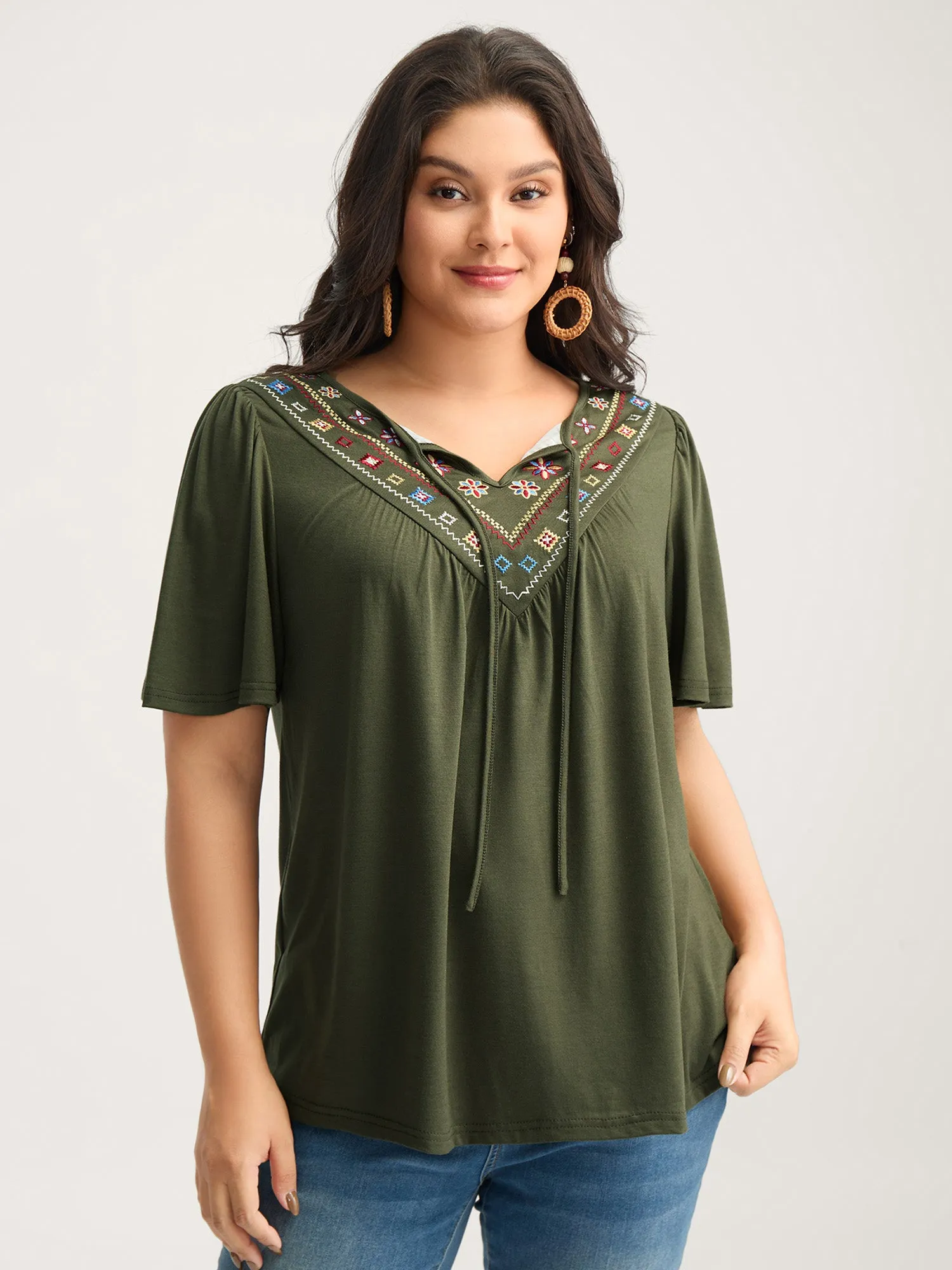 Geometric Embroidery Neck-Tie Top sold by Bloomchic product image thumbnail 2