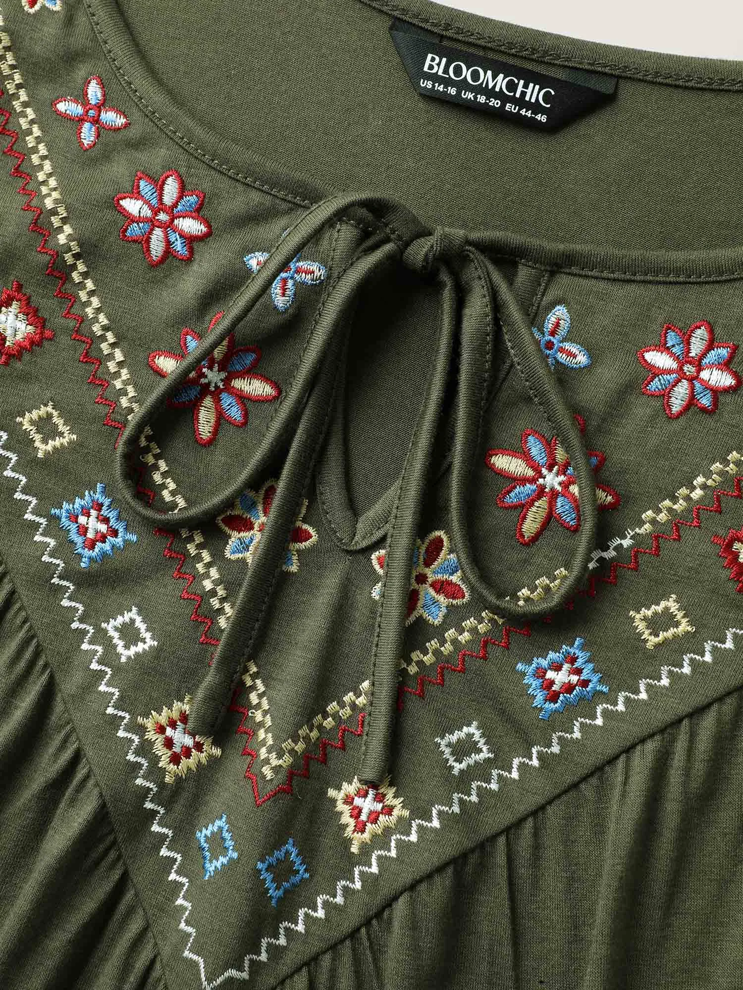 Geometric Embroidery Neck-Tie Top sold by Bloomchic product image thumbnail 5