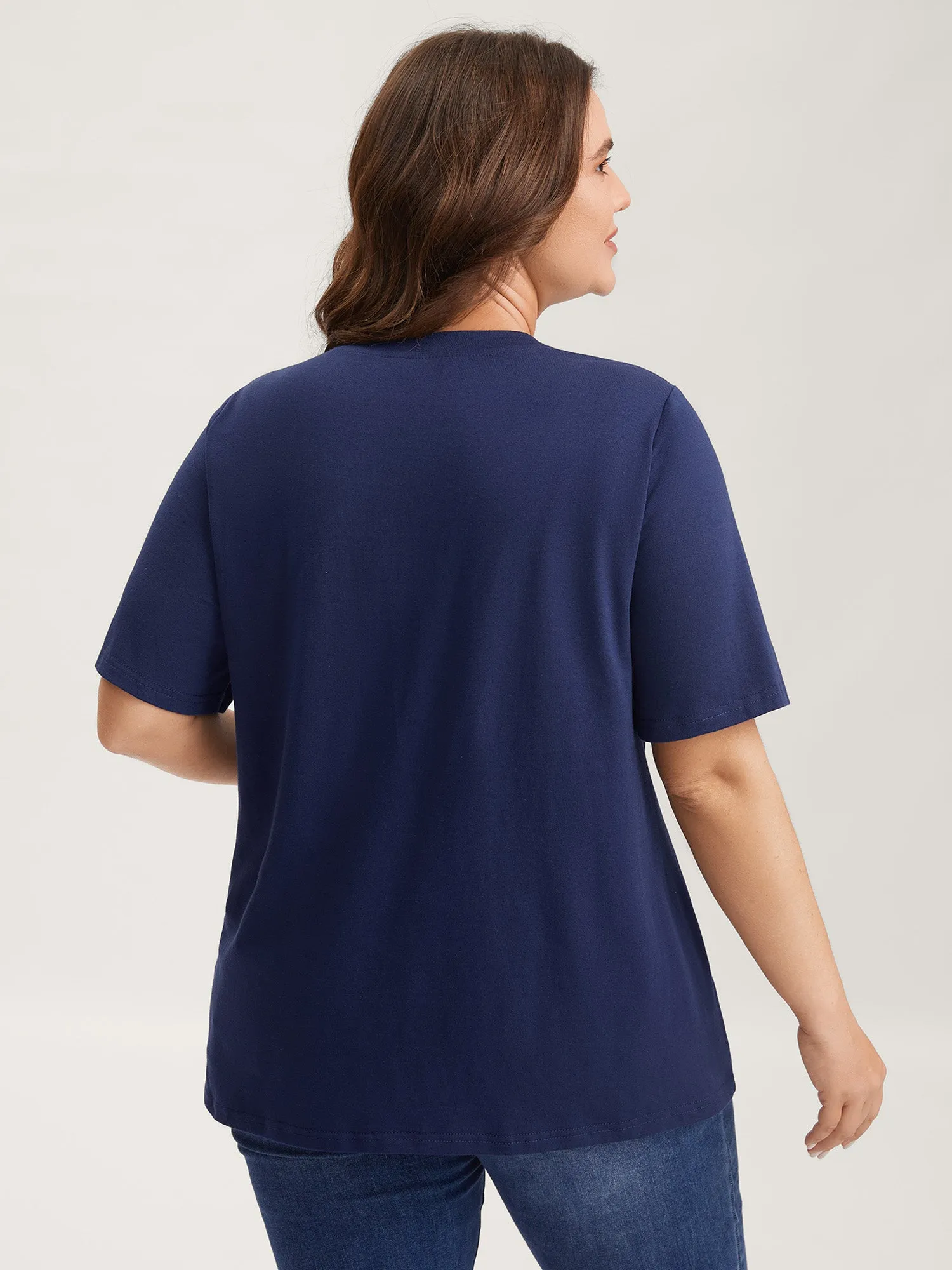 Citrus Embroidered Shimmery Solid T-Shirt sold by Bloomchic product image thumbnail 4