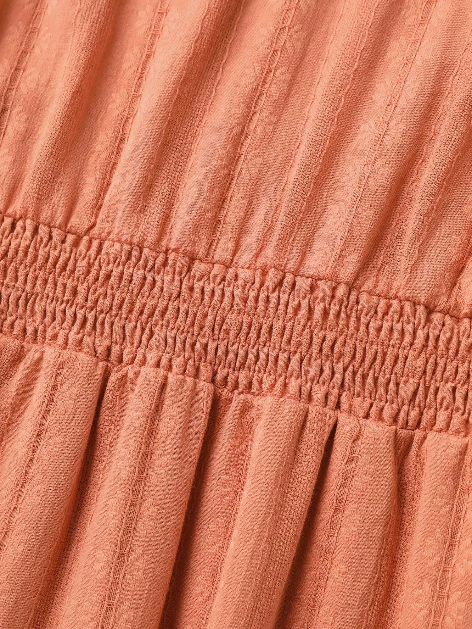 Pure Cotton Solid Textured Shirred Midi Dress sold by Bloomchic product image thumbnail 5