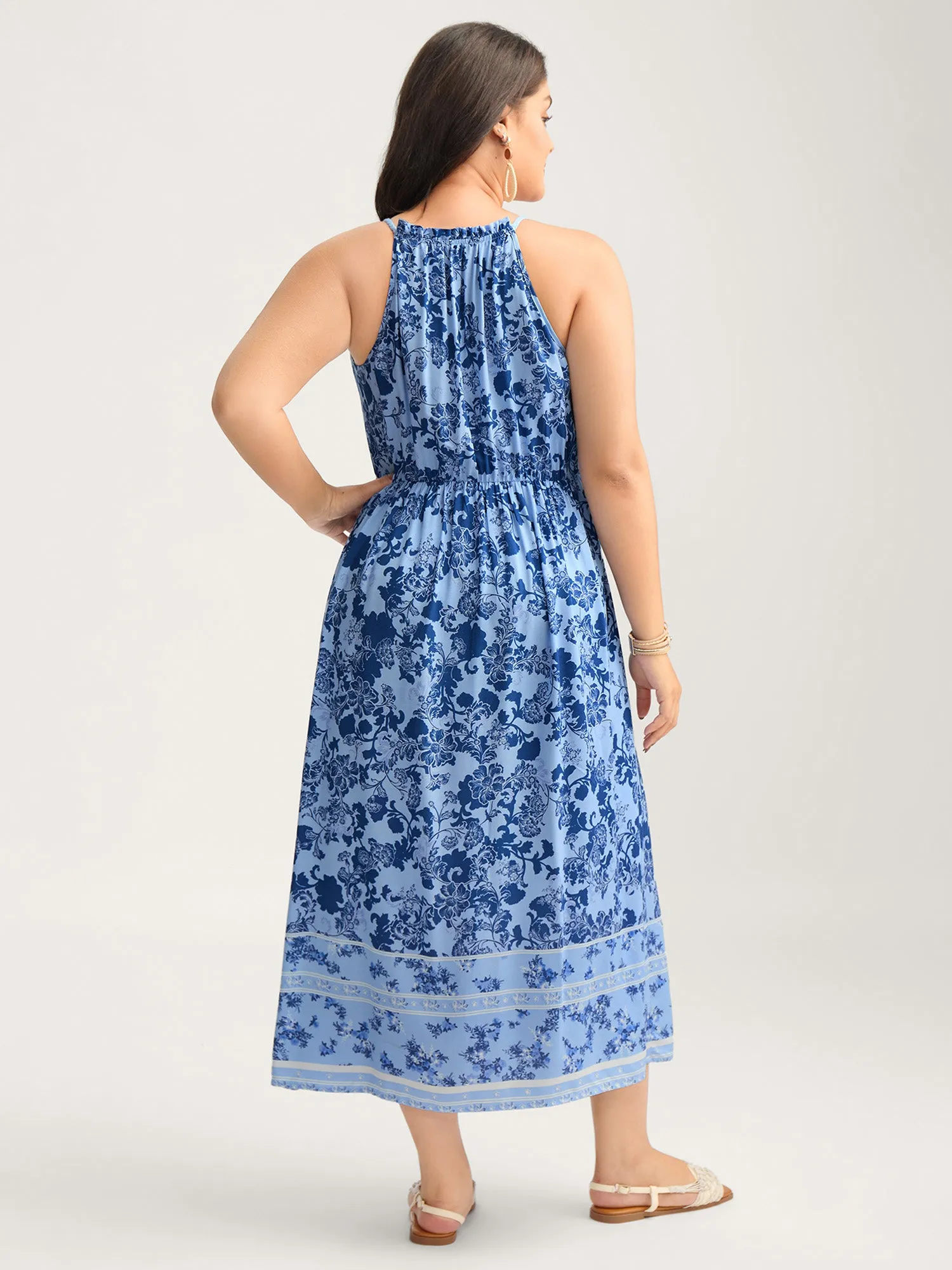 Rayon Braided Shoulder Straps Floral Midi Dress sold by Bloomchic product image thumbnail 4