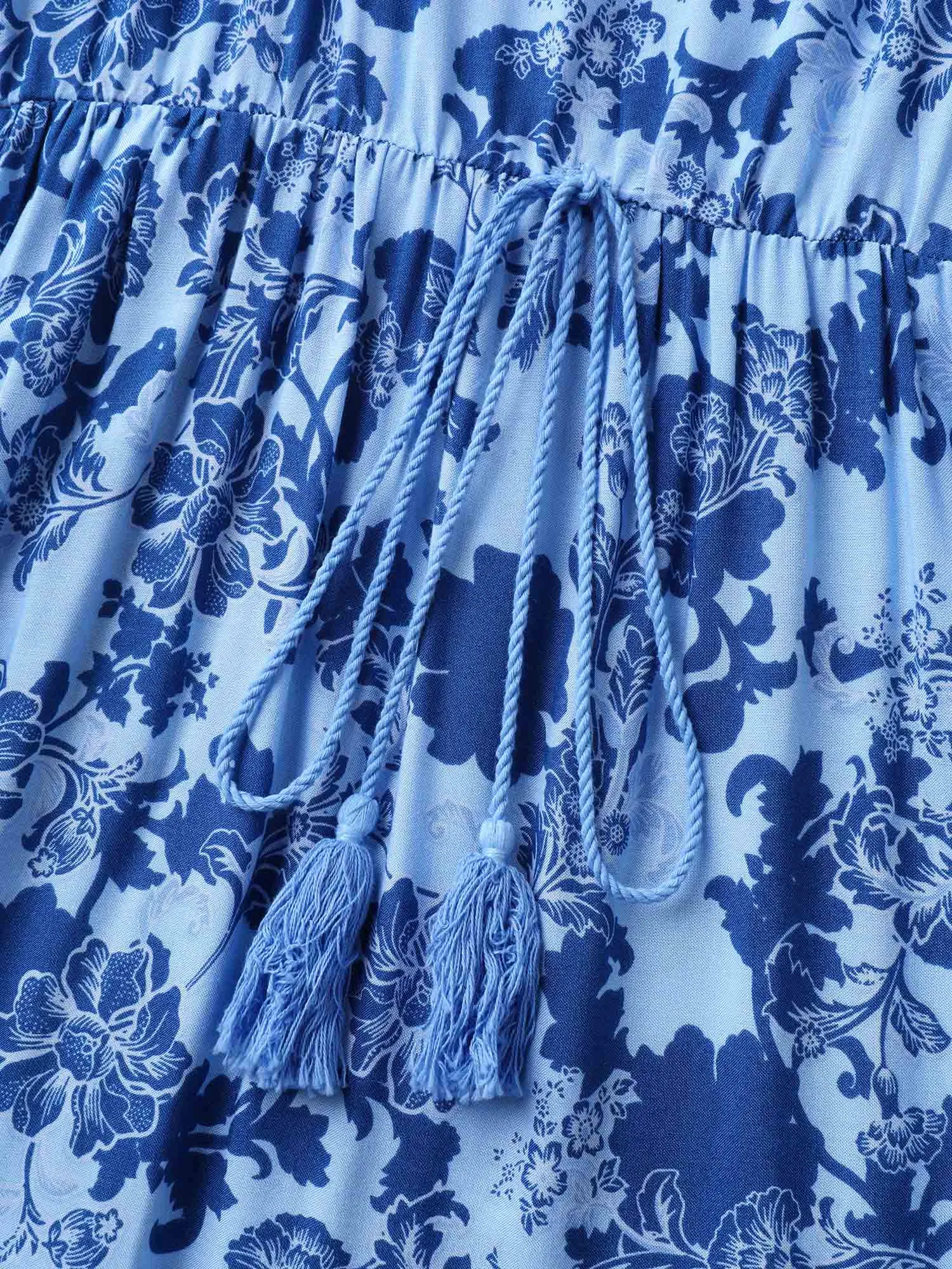 Rayon Braided Shoulder Straps Floral Midi Dress sold by Bloomchic product image thumbnail 5