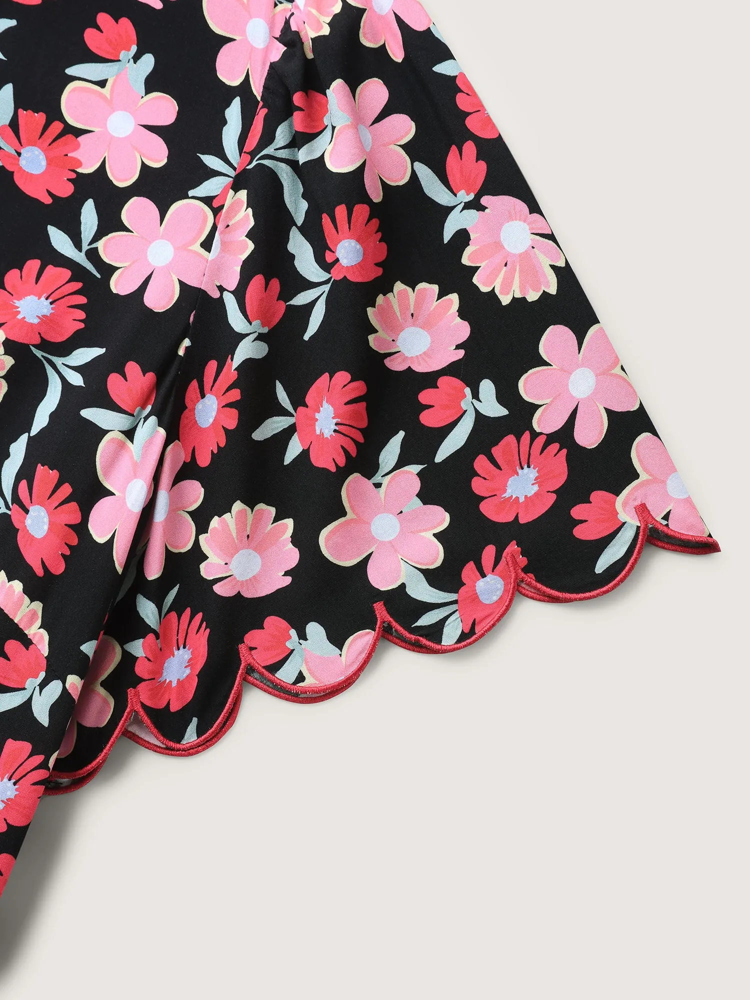 Floral Radiance Flared Scalloped Sleeve Midi Dress sold by Bloomchic product image thumbnail 5