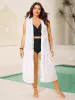 Shirred Front-Tie Webbed Kimono sold by Bloomchic