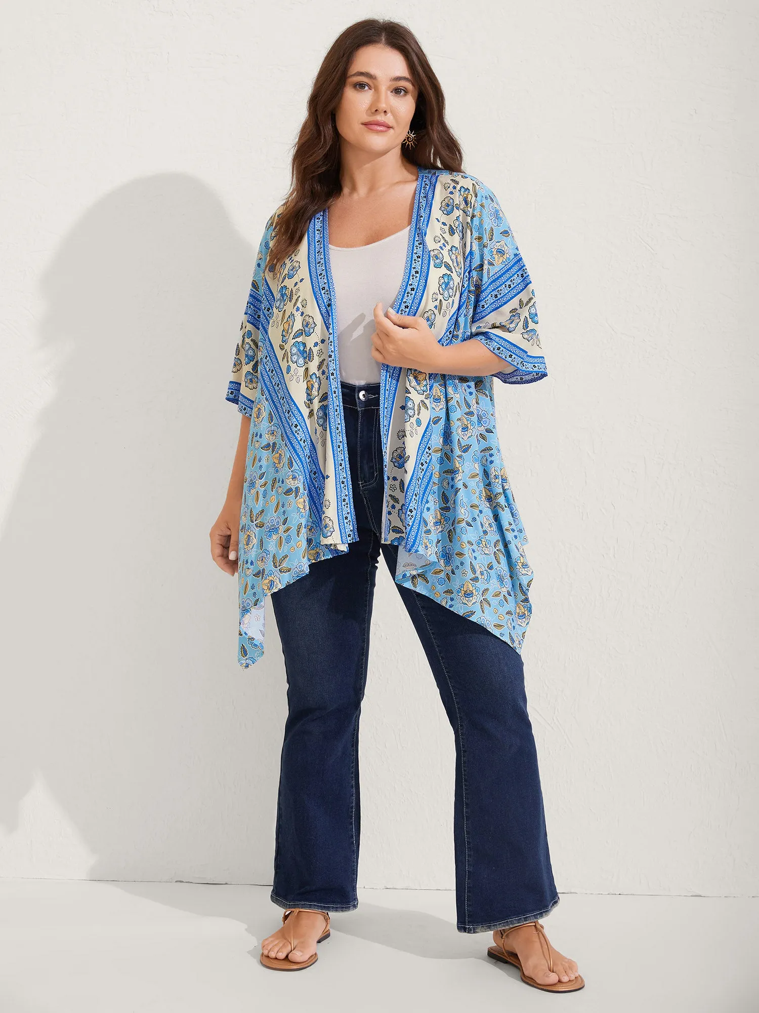 Floral Color Block Breezy Kimono sold by Bloomchic product image thumbnail 3