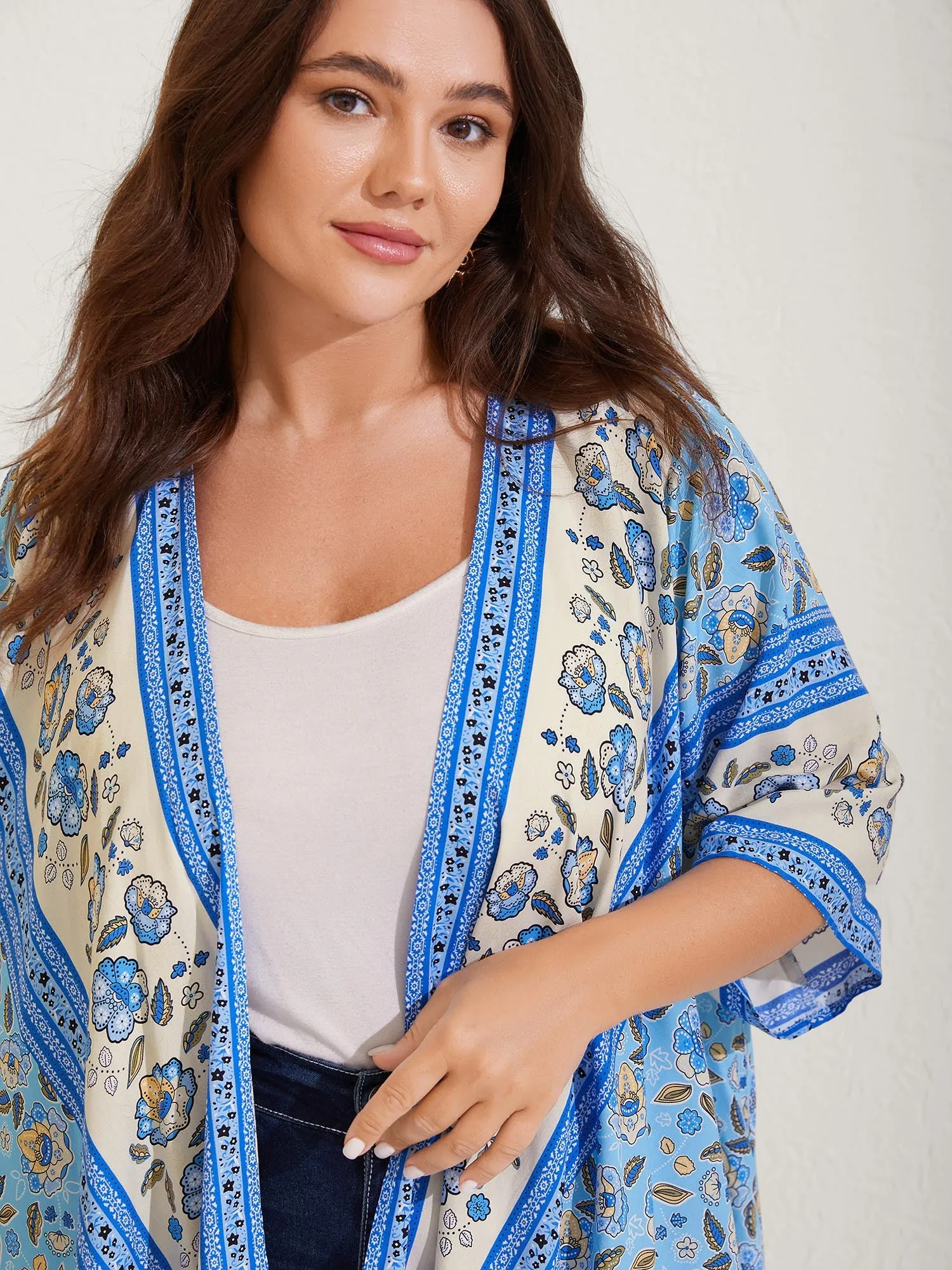 Floral Color Block Breezy Kimono sold by Bloomchic product image thumbnail 2