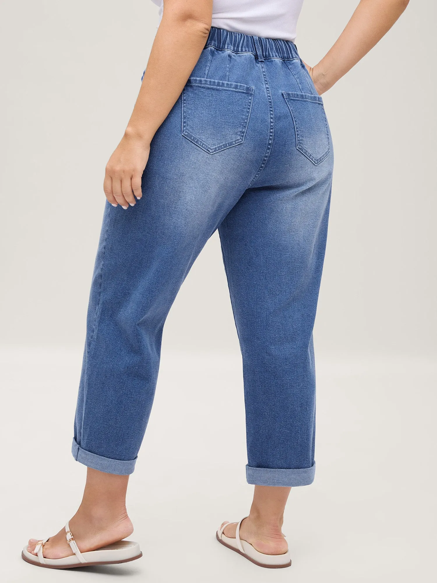 Stretch No-Gap Elastic Waist Jeans sold by Bloomchic product image thumbnail 5