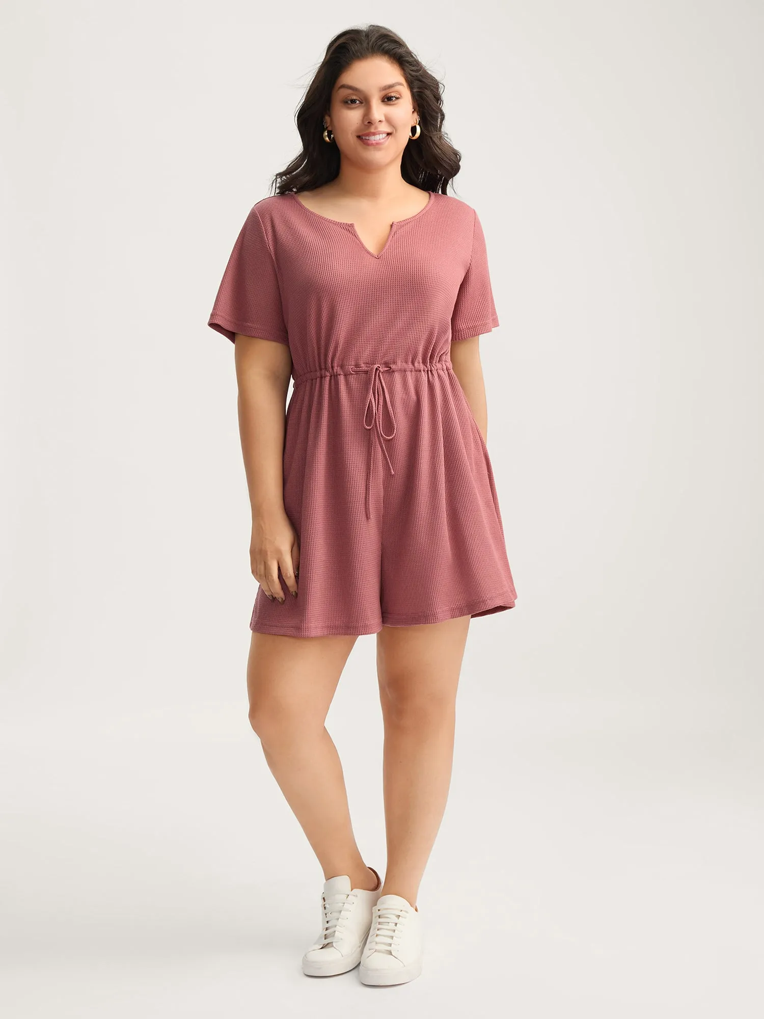 Textured Stretchy Waist Pockets Sleep Romper sold by Bloomchic product image thumbnail 3