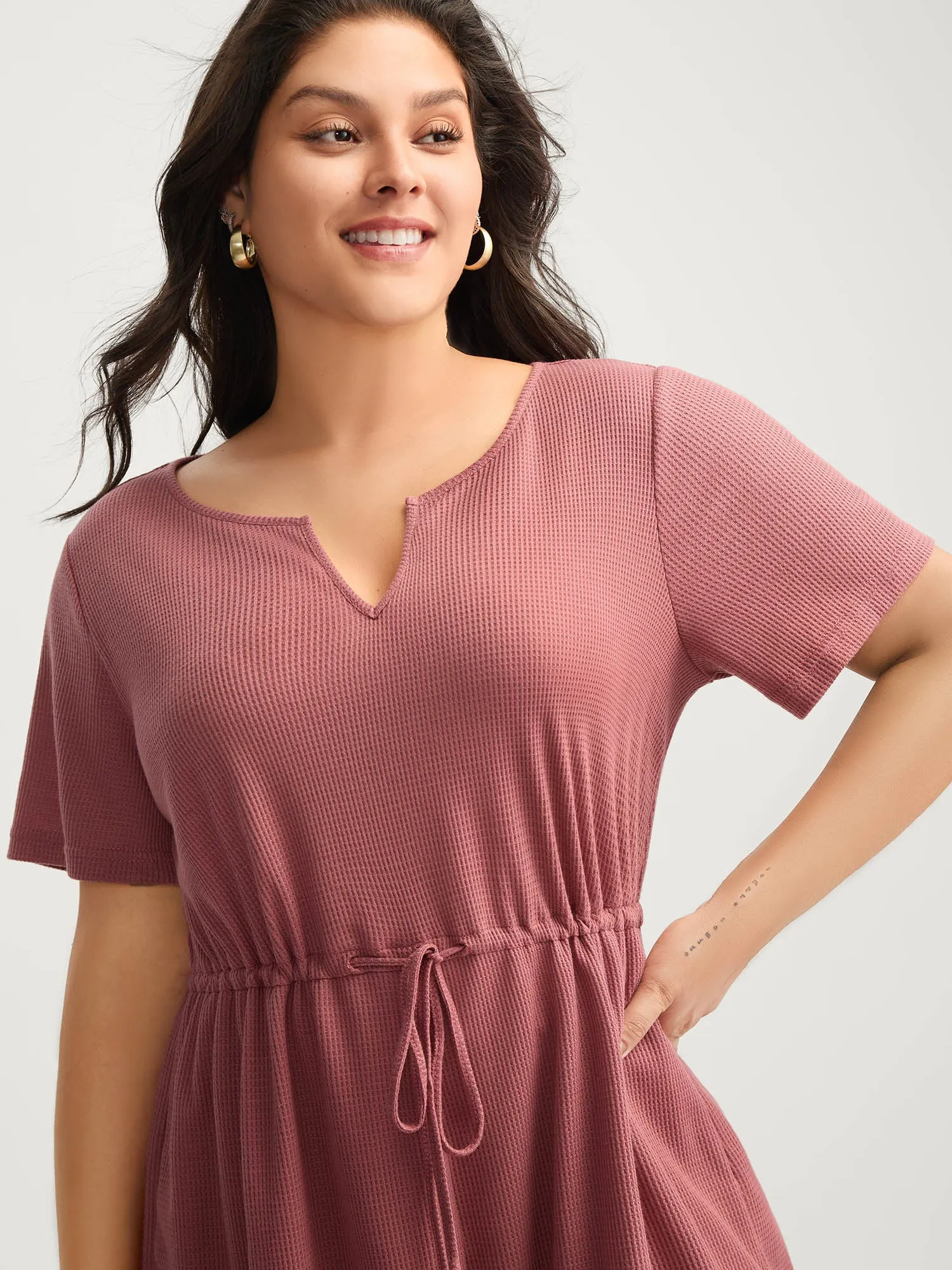 Textured Stretchy Waist Pockets Sleep Romper sold by Bloomchic product image thumbnail 2