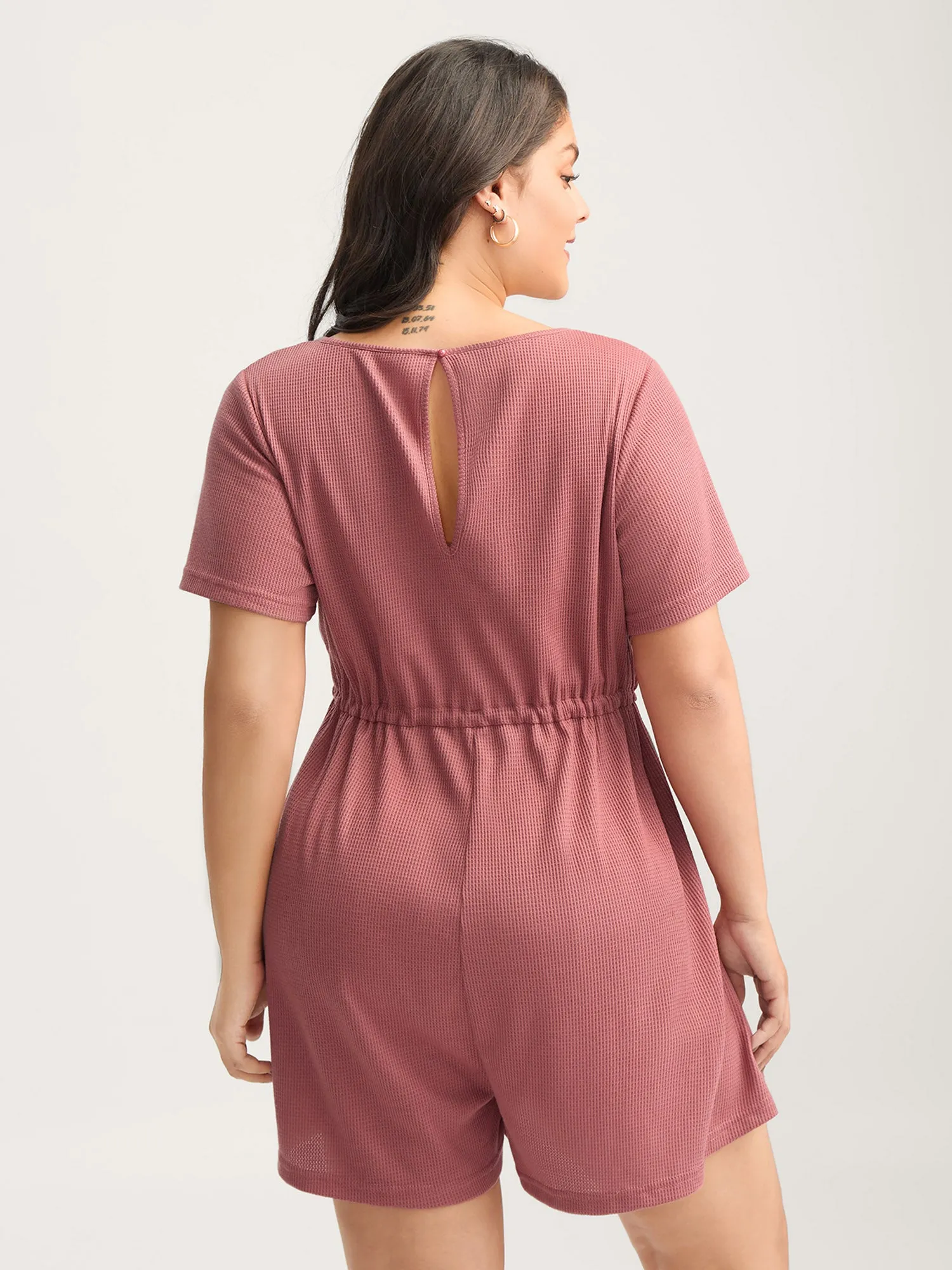Textured Stretchy Waist Pockets Sleep Romper sold by Bloomchic product image thumbnail 4