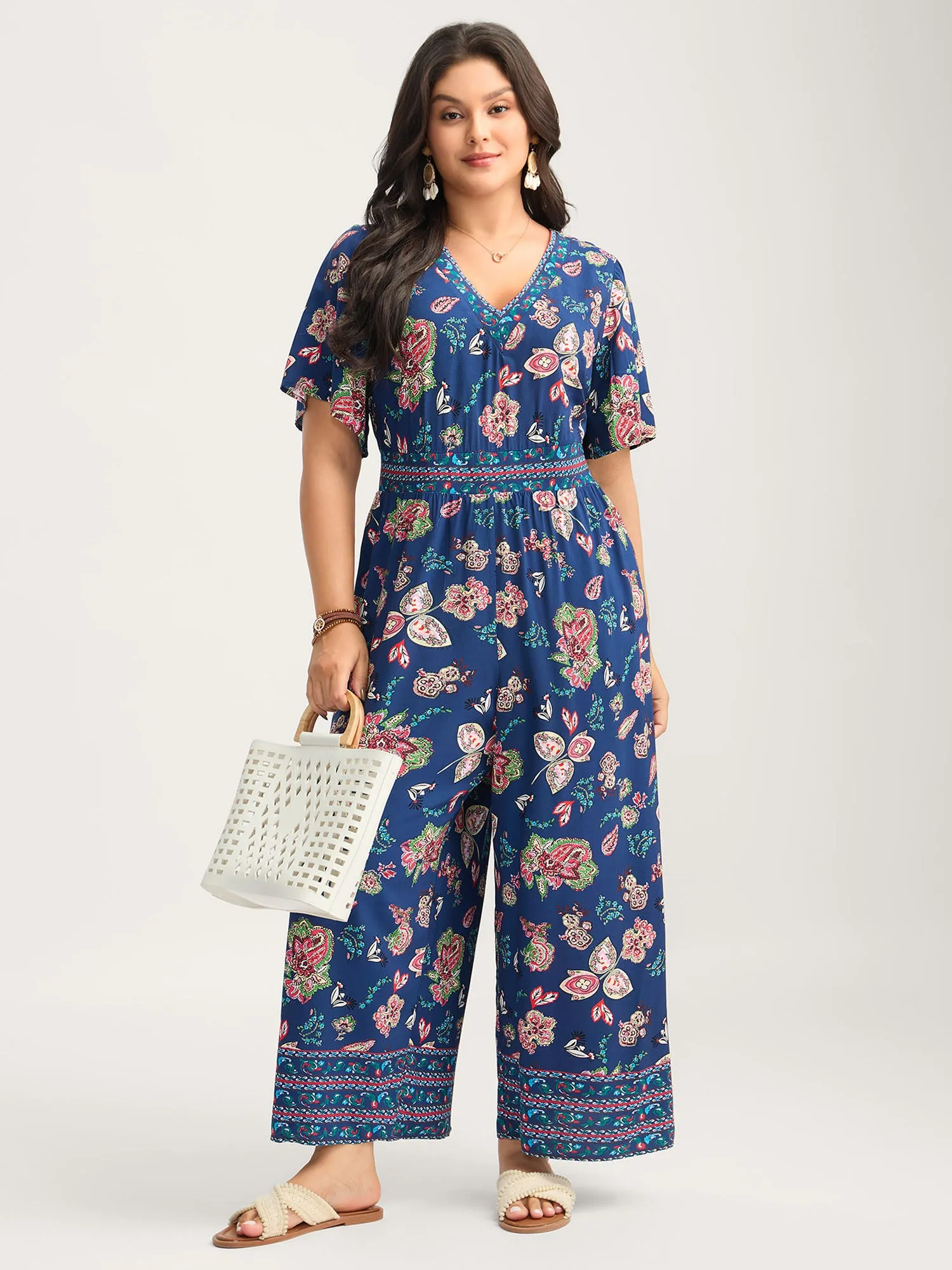Rayon Tropical Vibes Pockets Jumpsuit sold by Bloomchic