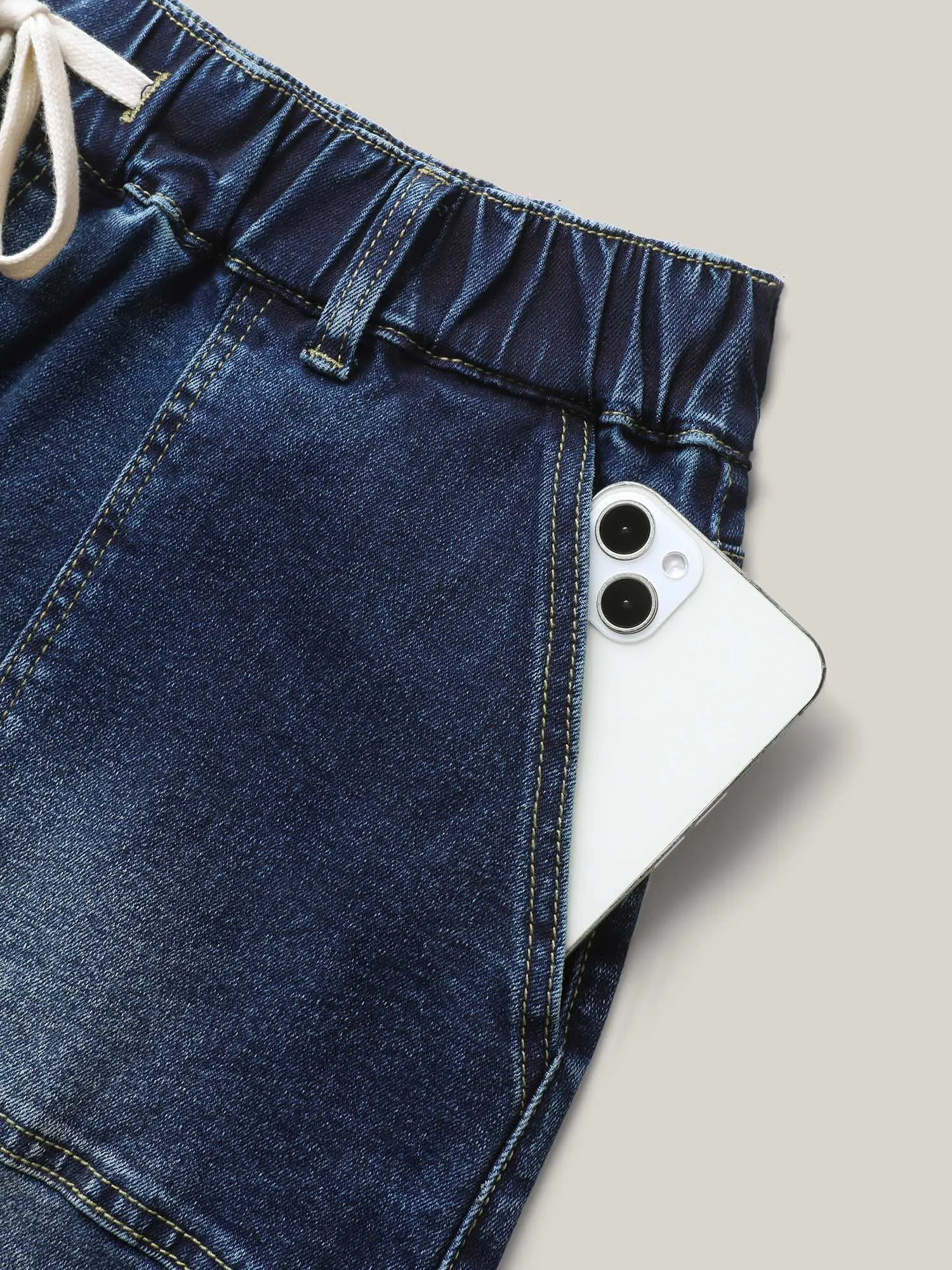 Pull-On Elastic Waistband Denim Shorts sold by Bloomchic product image thumbnail 5