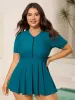 Zipper Front Sculpting Swim Top sold by Bloomchic