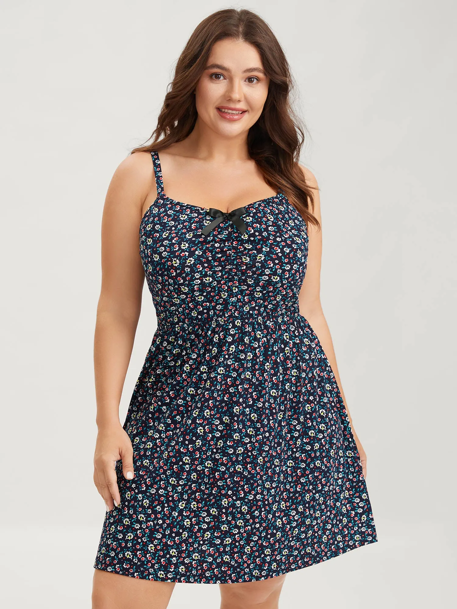 Delicate Floral Print Pockets Cami Midi Dress sold by Bloomchic