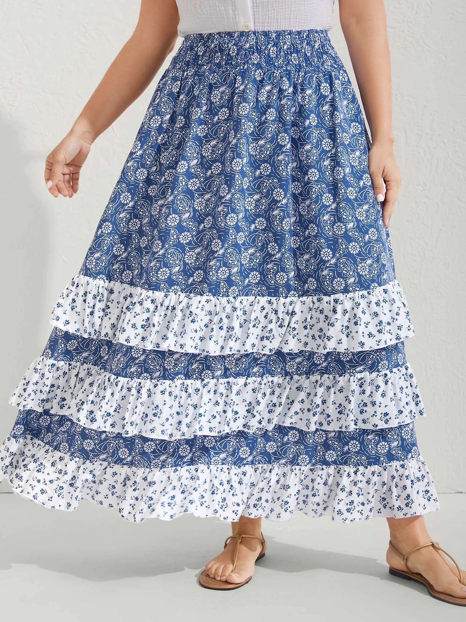 Floral Patchwork Tiered Maxi Skirt sold by Bloomchic product image thumbnail 2