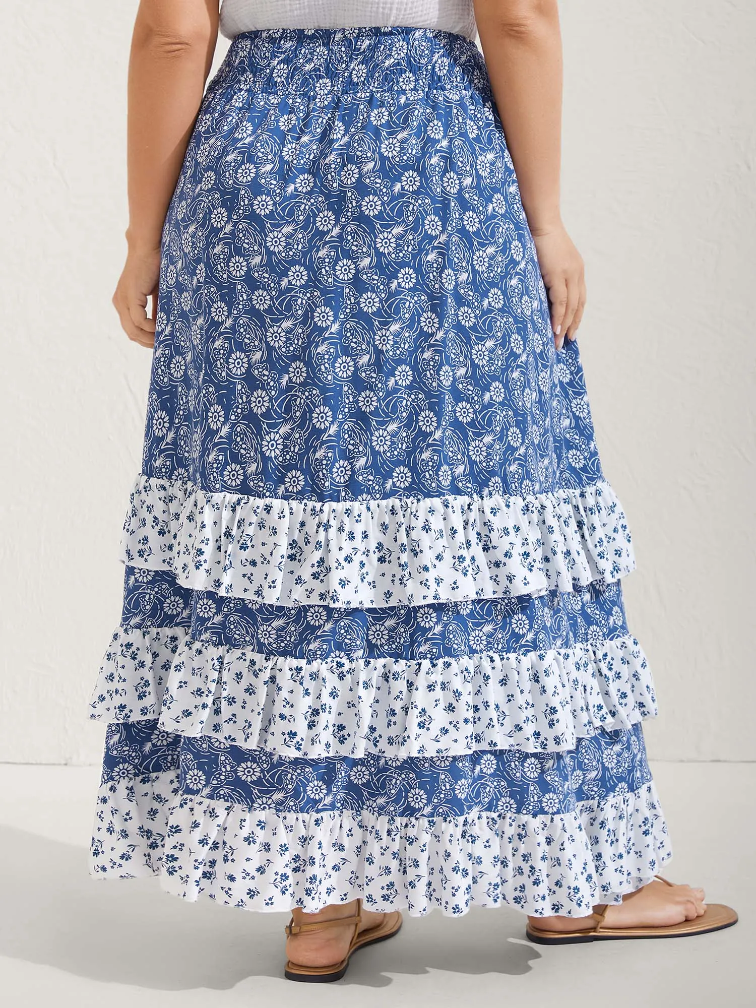 Floral Patchwork Tiered Maxi Skirt sold by Bloomchic product image thumbnail 4