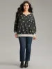 Star Print Keyhole Rib Knit Hem Sweatshirt sold by Bloomchic