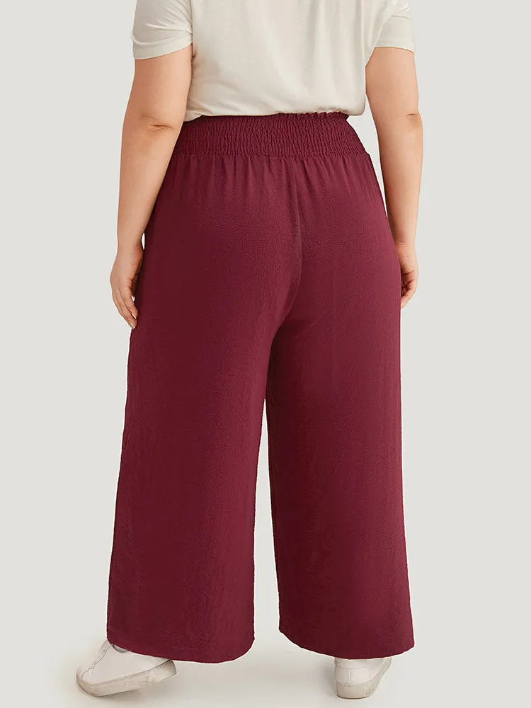 Button Detail Shirred Wide Leg Pants sold by Bloomchic product image thumbnail 5