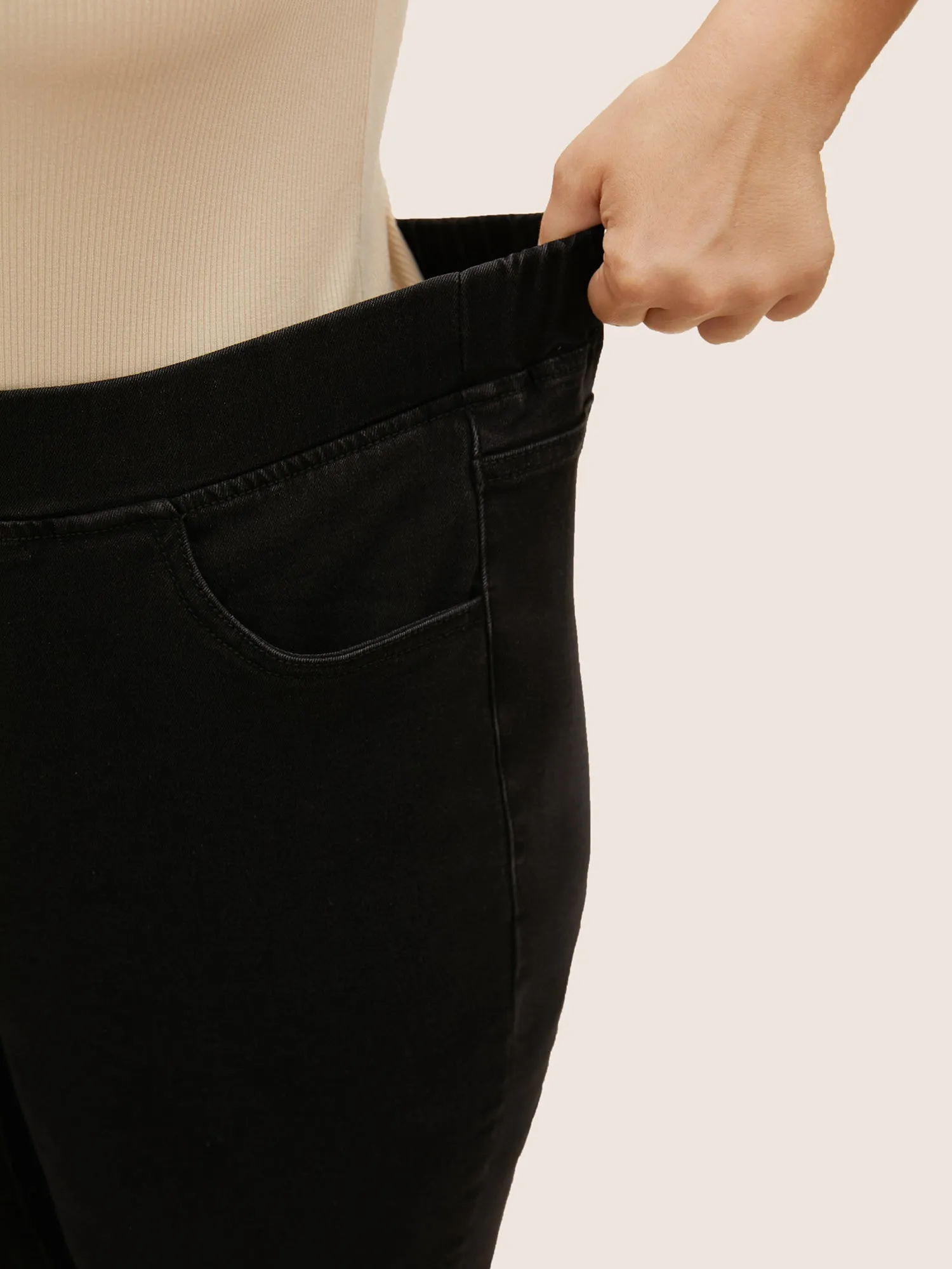 Medium Stretch Elastic Waist Split Side Jeans sold by Bloomchic product image thumbnail 5