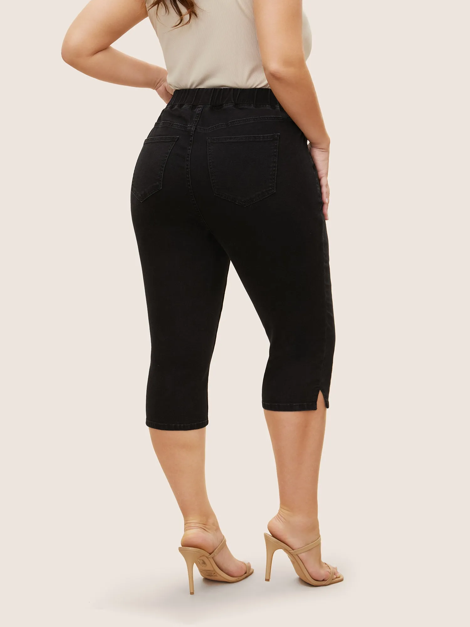 Medium Stretch Elastic Waist Split Side Jeans sold by Bloomchic product image thumbnail 2