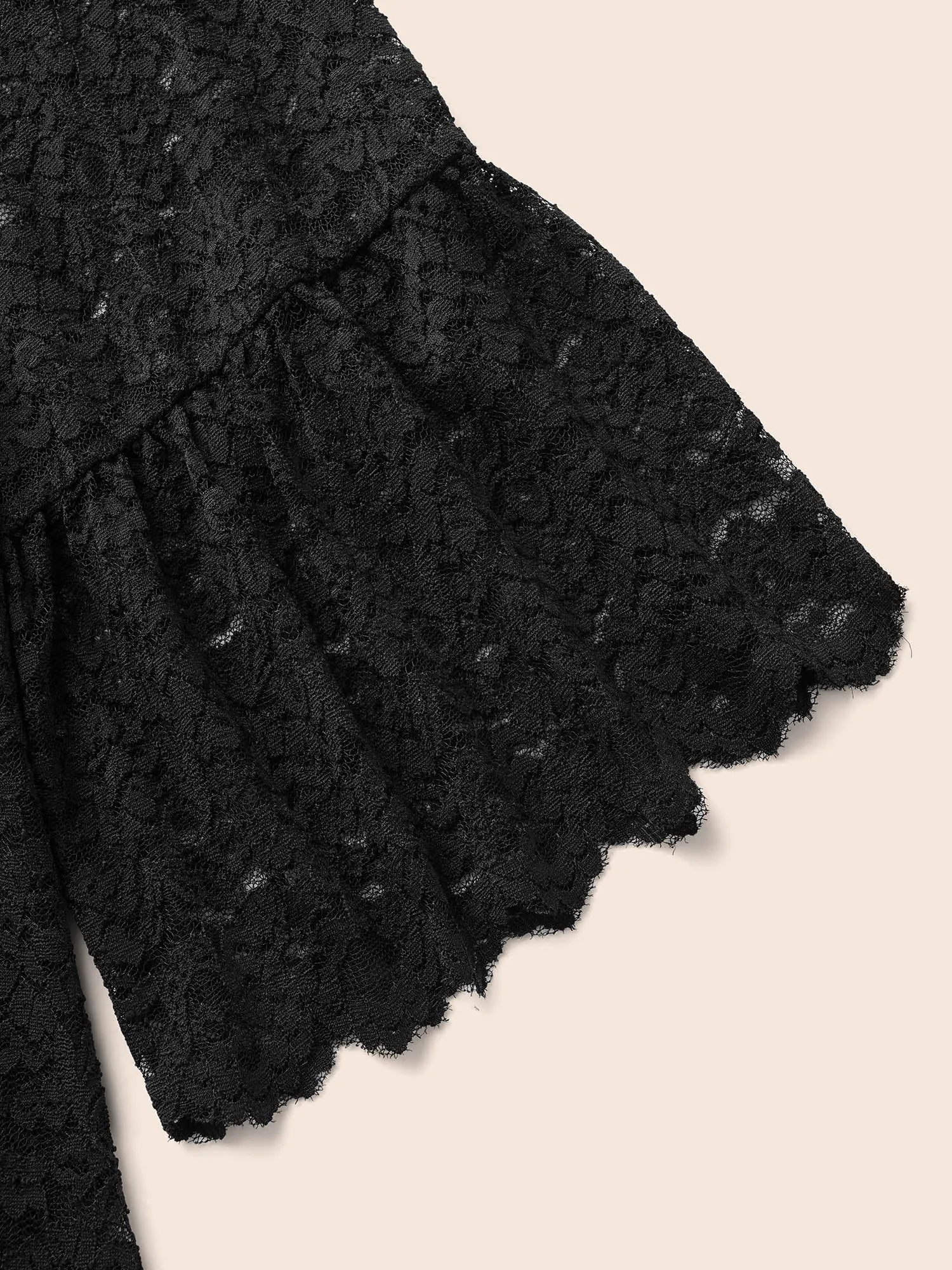 Stretch Lace Mesh Ruffle Trim Blouse sold by Bloomchic product image thumbnail 5