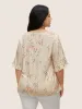 V Neck Floral Print Ruffles Gathered T-shirt sold by Bloomchic