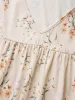 V Neck Floral Print Ruffles Gathered T-shirt sold by Bloomchic