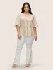 V Neck Floral Print Ruffles Gathered T-shirt sold by Bloomchic