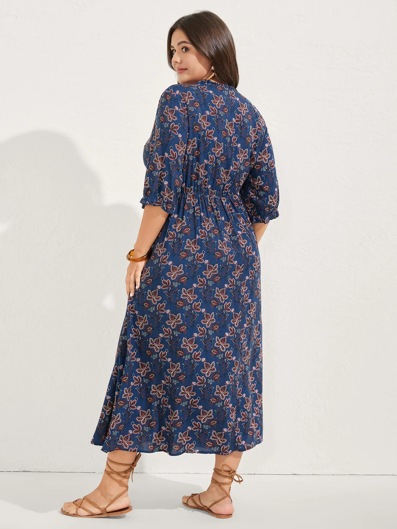 Boho Floral Neck Tie Midi Dress sold by Bloomchic product image thumbnail 4