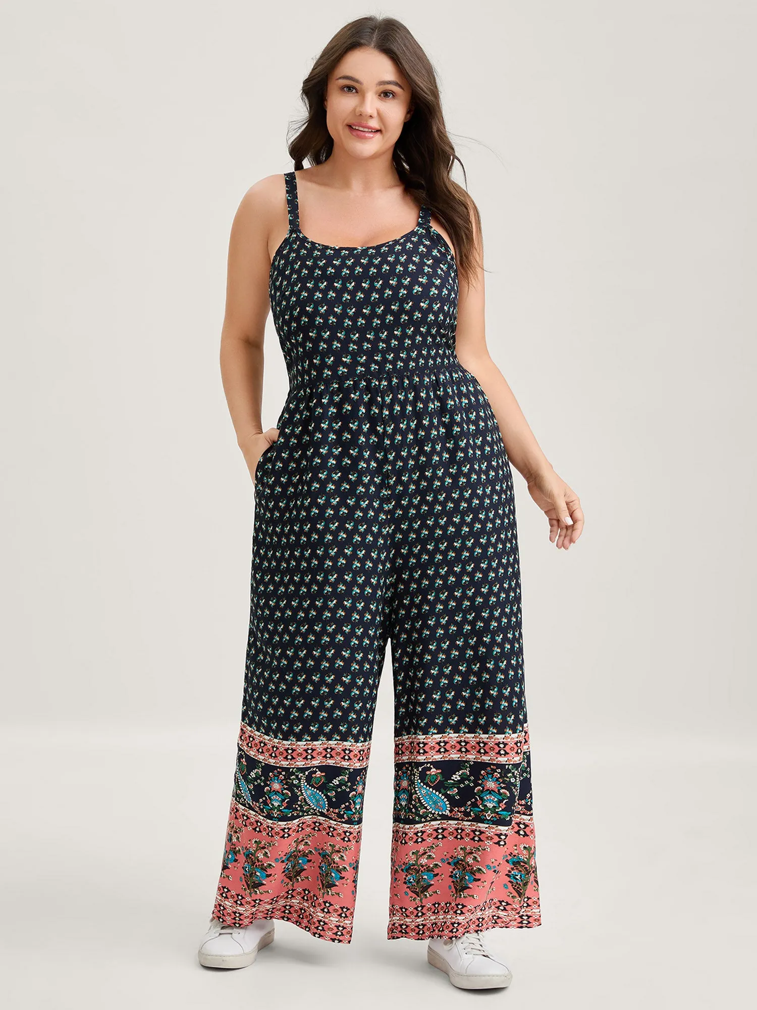 Boho Contrast Cami Wide-Leg Jumpsuit sold by Bloomchic product image thumbnail 3