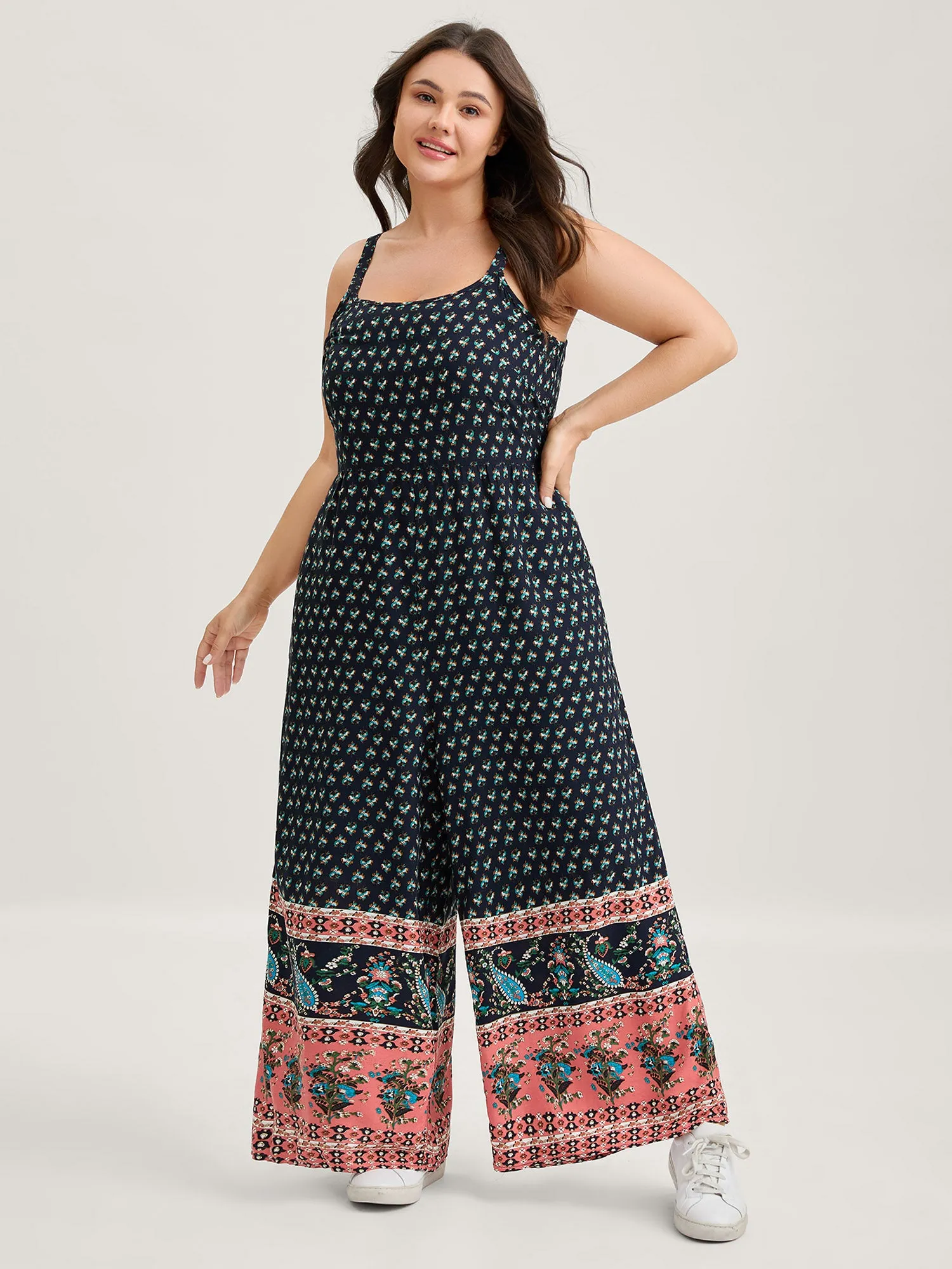 Boho Contrast Cami Wide-Leg Jumpsuit sold by Bloomchic