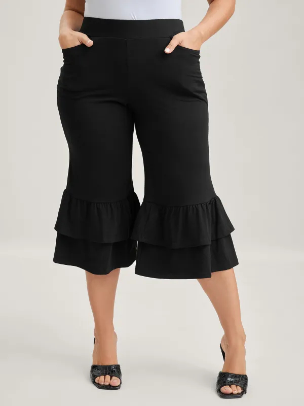 Layered Ruffled Flare Hem Pants sold by Bloomchic