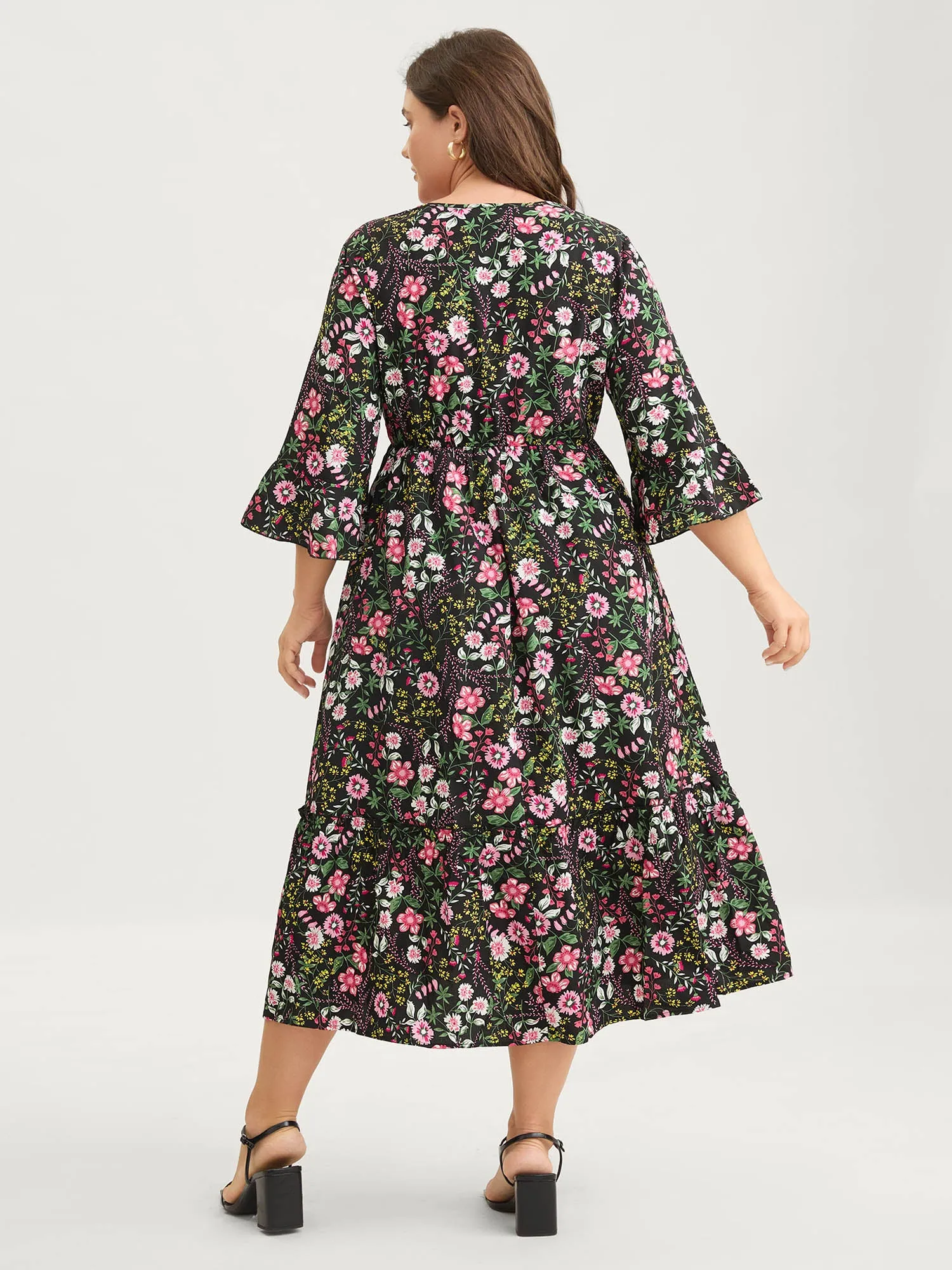 Floral Ruffled Square Neck Midi Dress sold by Bloomchic product image thumbnail 4