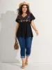Color Floral Embroidery Lace Knit Top sold by Bloomchic