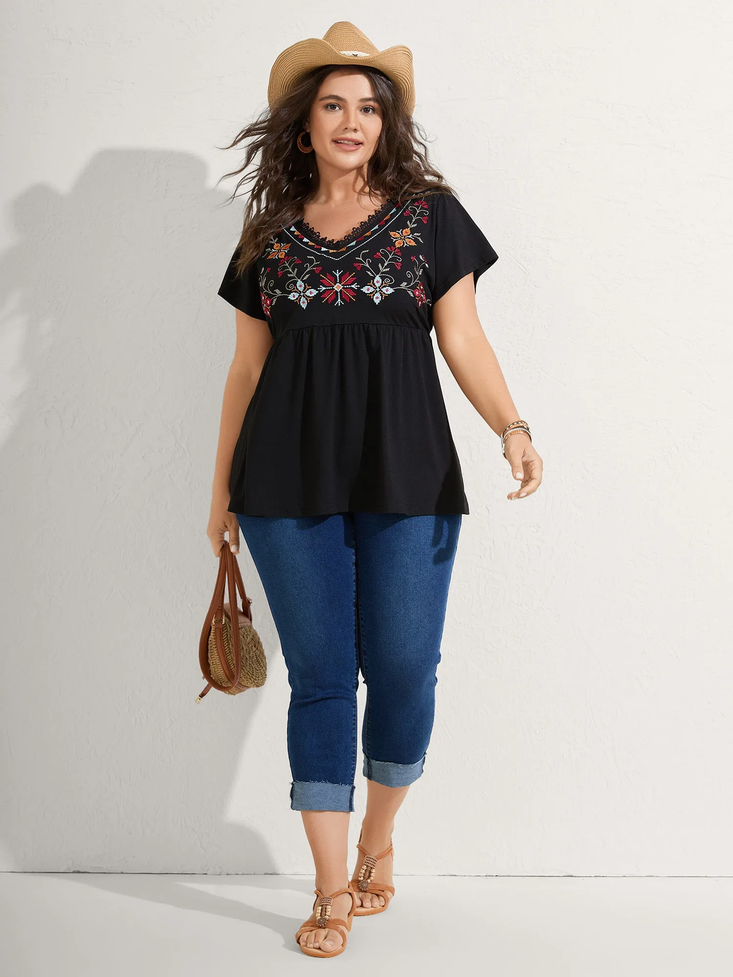 Color Floral Embroidery Lace Knit Top sold by Bloomchic product image thumbnail 2