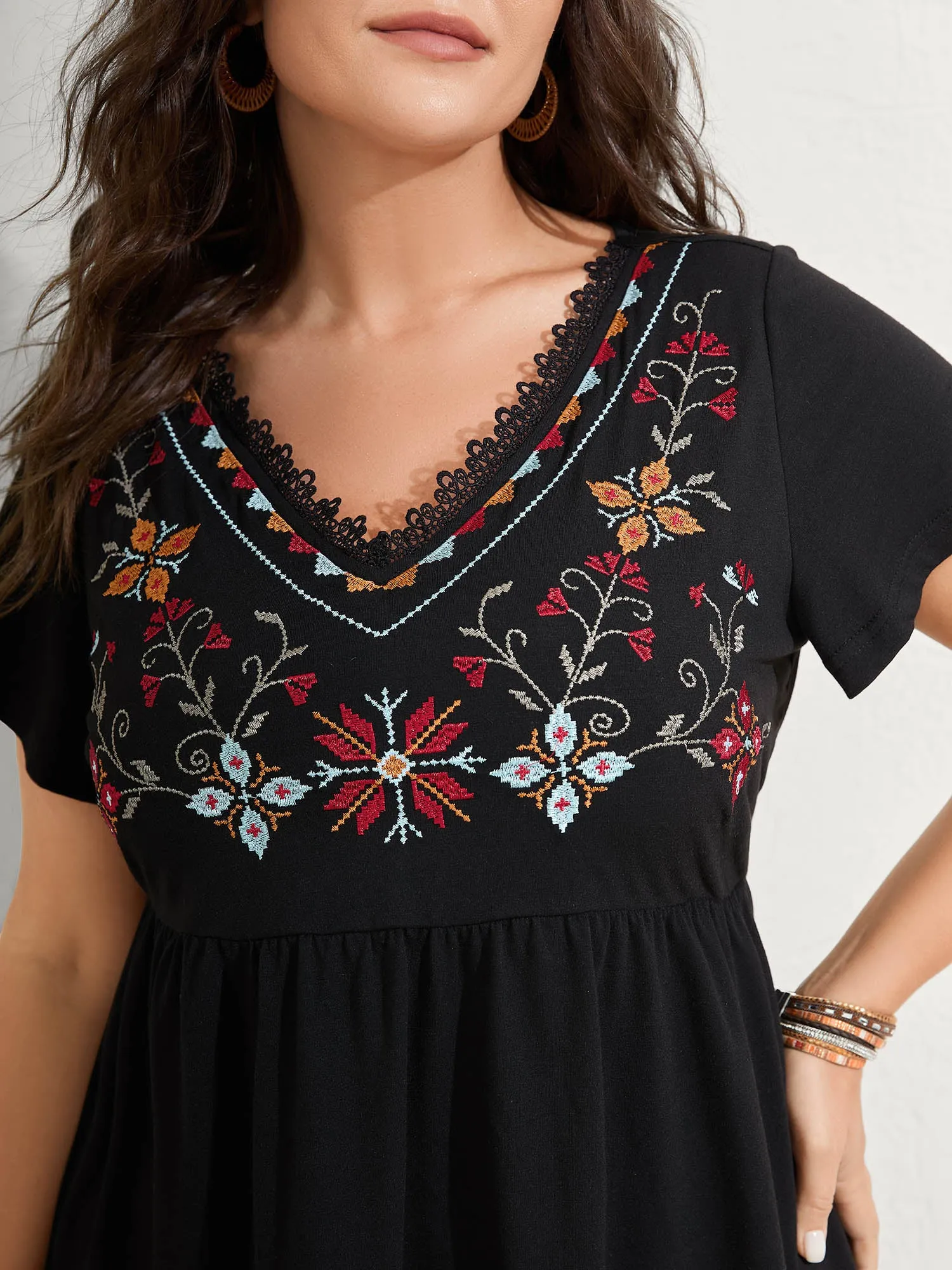 Color Floral Embroidery Lace Knit Top sold by Bloomchic product image thumbnail 4