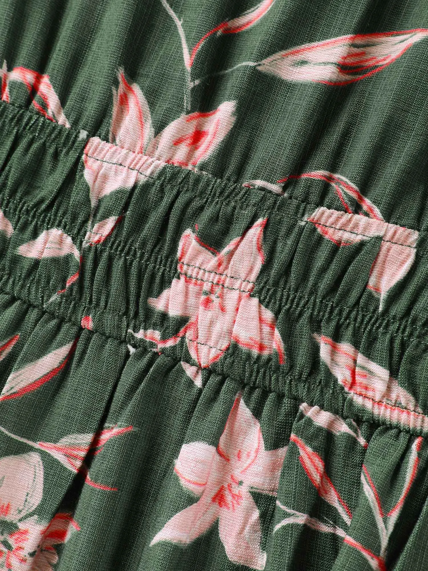 Breezy Floral Shirred Waist Midi Dress sold by Bloomchic product image thumbnail 5