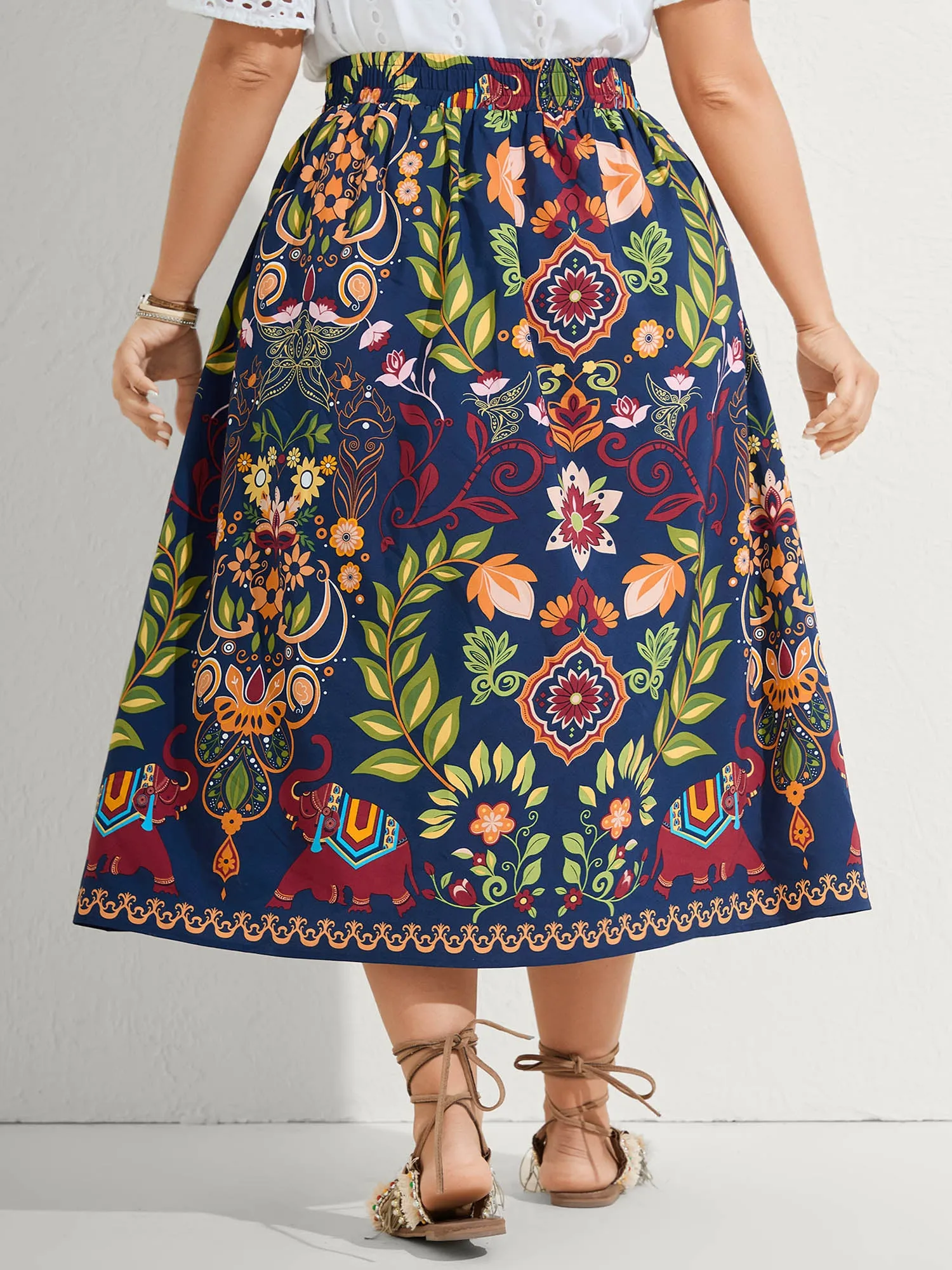 Multi-Color Floral Pockets Midi Skirt sold by Bloomchic product image thumbnail 4